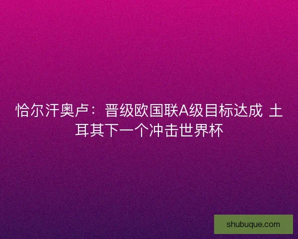 恰尔汗奥卢：晋级欧国联A级目标达成 土耳其下一个冲击世界杯