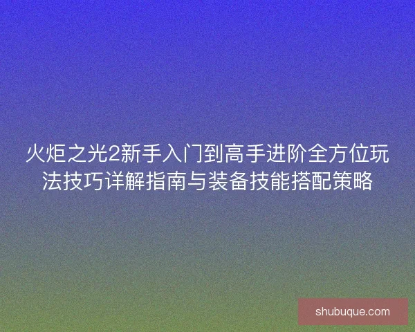 火炬之光2新手入门到高手进阶全方位玩法技巧详解指南与装备技能搭配策略