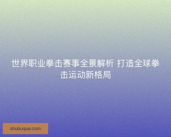 世界职业拳击赛事全景解析 打造全球拳击运动新格局