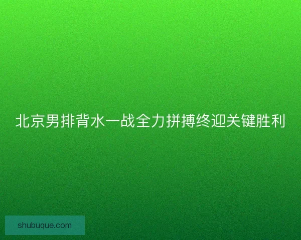 北京男排背水一战全力拼搏终迎关键胜利