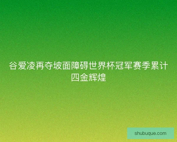 谷爱凌再夺坡面障碍世界杯冠军赛季累计四金辉煌