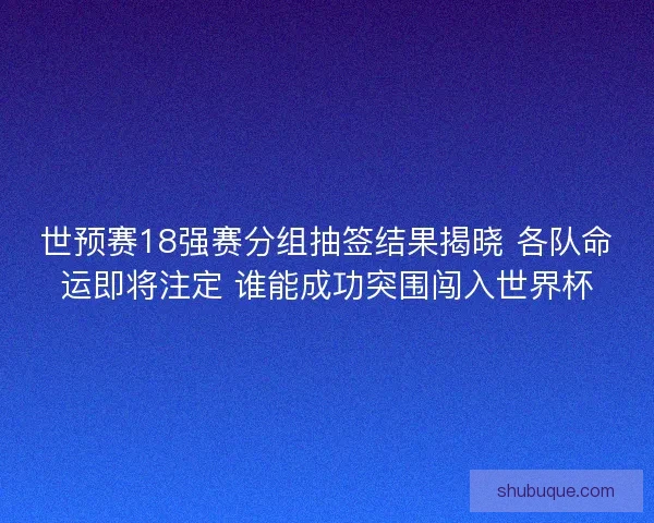 世预赛18强赛分组抽签结果揭晓 各队命运即将注定 谁能成功突围闯入世界杯